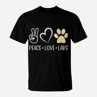 Peace Love Yellow Labs Funny Labrador Retriever Lab Mom T-Shirt | Crazezy AU