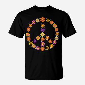 Peace Sign Flower Hippie Costume 60S 70S T-Shirt | Crazezy