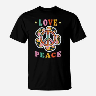 Peace Sign Flower Love Peace Hippie Costume 60S 70S T-Shirt | Crazezy
