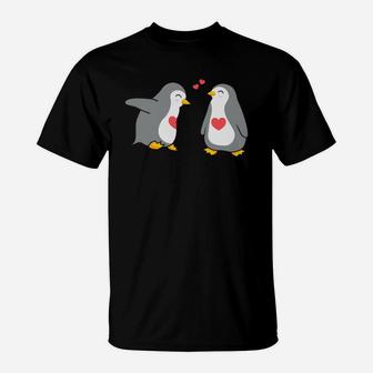 Penguin Couple In Love Valentine Gift Happy Valentines Day T-Shirt - Seseable