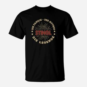 Personalisiertes Schwarz-T-Shirt mit Stingl Die Legende Aufdruck im Vintage-Stil - Seseable