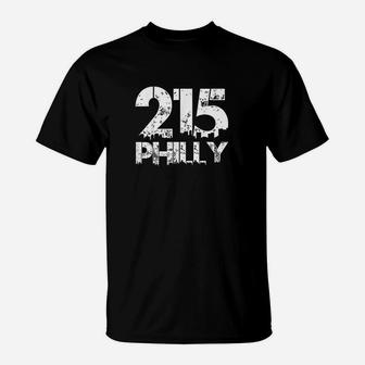 Philadelphia Philly 215 Area Code Distressed Gritty T-Shirt | Crazezy UK