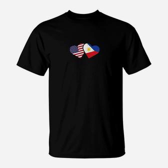 Philippines Usa Flag Heart Filipino American Love T-Shirt | Crazezy AU
