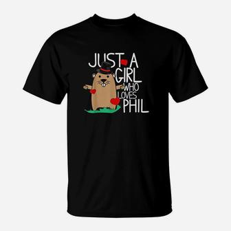 Phil's Cute Groundhog Day Holiday Gift For Girls T-Shirt - Thegiftio