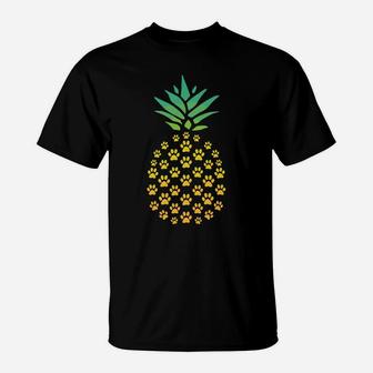 Pineapple Cat Paw Funny Tee For Cats Lovers Pineapple Lovers T-Shirt | Crazezy