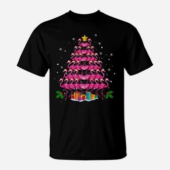 Pink Flamingo Christmas Tree Pajama Flamingo Lover Xmas Gift T-Shirt | Crazezy CA