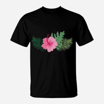 Pink Hibiscus Flower Men Women And Kids Styles T-Shirt | Crazezy