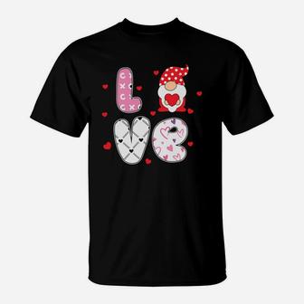 Pink Love Heart Gnomes For Valentines Day Happy Valentines Day T-Shirt - Seseable