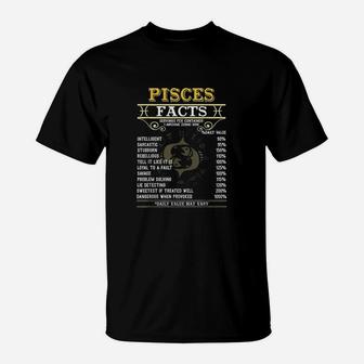 Pisces Facts Zodiac Signs Funny Birthday Gifts Men Women T-Shirt | Crazezy UK