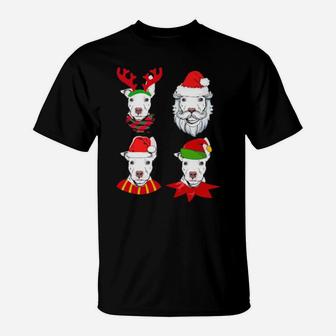 Pit Bull Cute Reindeer Santa Elf T-Shirt - Monsterry UK