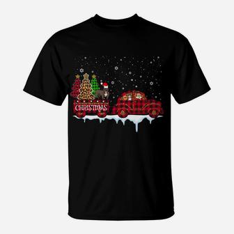 Pit Bull Dog Christmas Red Plaid Truck Santa Xmas Tree Gift Sweatshirt T-Shirt | Crazezy
