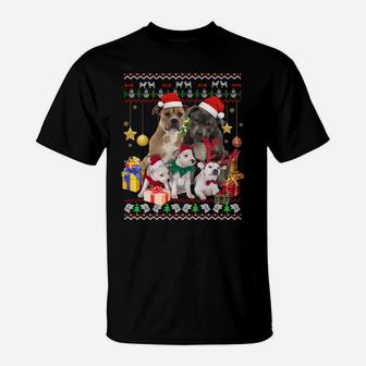 Pitbull Ugly Christmas Sweater Santa Hat Gift T-Shirt | Crazezy