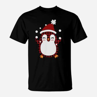 Plaid Penguin Santa Hat - Funny Penguin Christmas Sweatshirt T-Shirt | Crazezy UK
