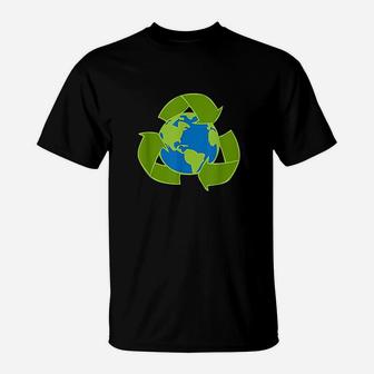 Planet Earth Recycle Symbol T-Shirt | Crazezy