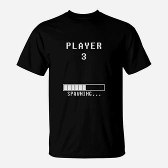 Player 3 Loading Funny Gaming Pregnancy Announcement T-Shirt - Thegiftio