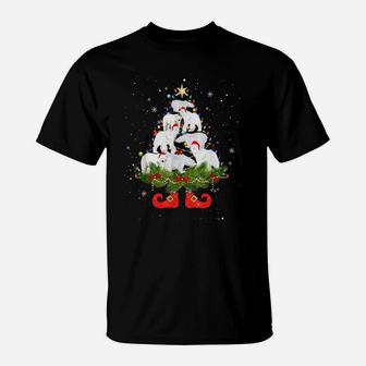 Polar Bears Christmas Tree Lights Funny Santa Hat Lover T-Shirt | Crazezy UK