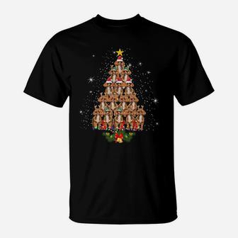 Poodle Christmas Tree Dog Xmas Lights Pajamas Funny Tee T-Shirt | Crazezy AU