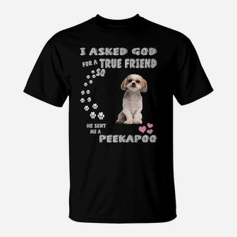 Poodle Pekingese Dog Quote Mom Dad Costume, Cute Peekapoo T-Shirt | Crazezy