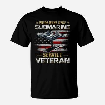 Pride Runs Deep Submarine Service Veteran Flag Patriotic Men T-Shirt | Crazezy UK