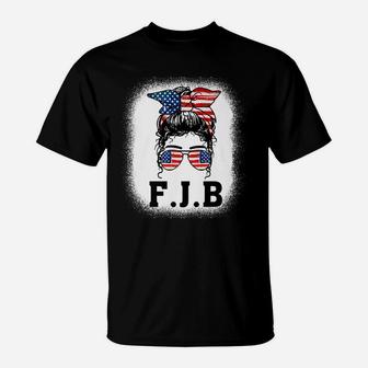 Pro America FJB American Flag Messy Bun T-Shirt | Crazezy