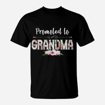Promoted To Grandma Flower T-Shirt | Crazezy