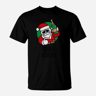 Prosecco Ho Ho Ho Christmas Party Champagne Funny Santa Pun Sweatshirt T-Shirt | Crazezy UK
