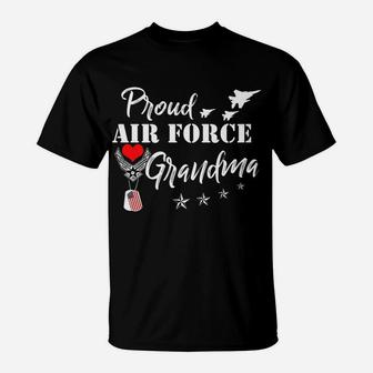 Proud Air Force Grandma Shirt Heart Military Women Men T-Shirt | Crazezy