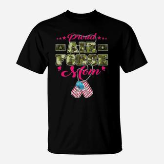 Proud Air Force Mom - Camo Us Flag Dog Tags Military Mother T-Shirt | Crazezy DE