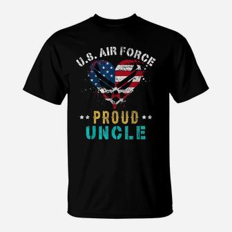 Proud Air Force Uncle American Flag Heart Veteran T-Shirt | Crazezy