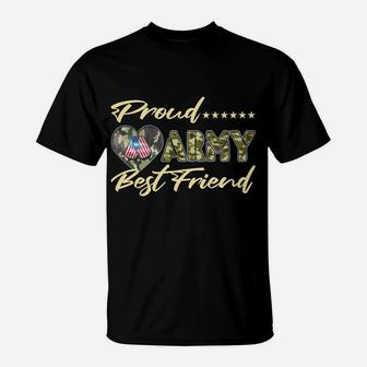 Proud Army Best Friend - Us Flag Dog Tag Heart Military Gift T-Shirt | Crazezy UK