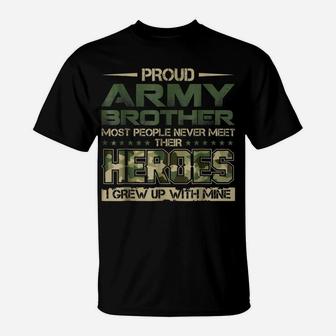 Proud Army Brother Shirt Patriotic Military Veteran Shirt T-Shirt | Crazezy