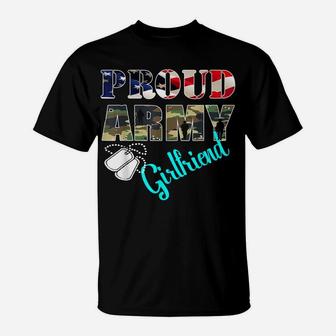 Proud Army Girlfriend Flag American T Shirt - Military Famil T-Shirt | Crazezy