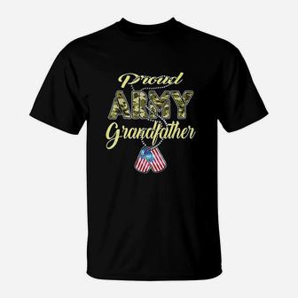 Proud Army Grandfather Us Flag Dog T-Shirt | Crazezy