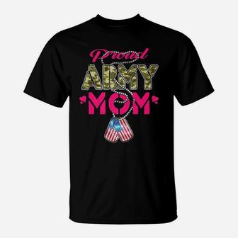 Proud Army Mom Us Flag Camo Dog Tags Military Mother T-Shirt | Crazezy UK