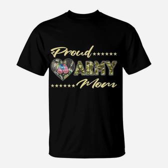 Proud Army Mom Us Flag Dog Tags Military Mother Family Gift T-Shirt | Crazezy UK
