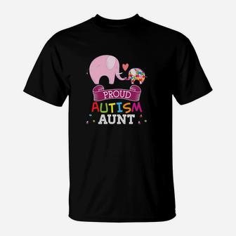 Proud Autism Aunt Autistic Day Awareness Rainbow Puzzle T-Shirt - Monsterry