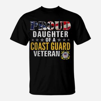 Proud Daughter Of A Coast Guard Veteran American Flag Gift T-Shirt | Crazezy