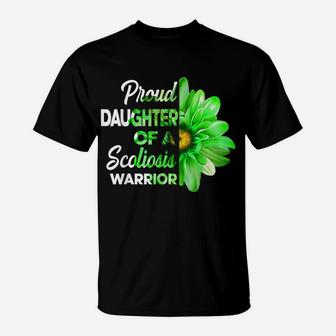 Proud Daughter Of A Scoliosis Warrior Green Ribbon Awareness T-Shirt | Crazezy DE