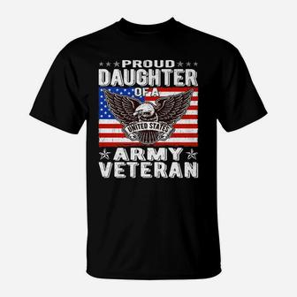 Proud Daughter Of Army Veteran Patriotic Military Child Gift T-Shirt | Crazezy CA