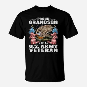 Proud Grandson Of A Us Army Veteran - Military Vet's Family T-Shirt | Crazezy