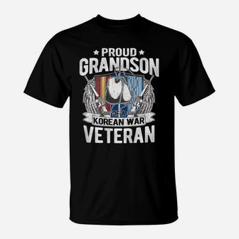 Proud Grandson Of Korean War Veteran Dog Tag Military Family T-Shirt | Crazezy