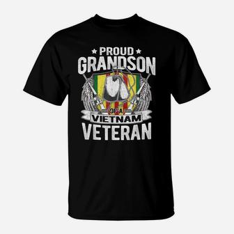 Proud Grandson Of Vietnam Veteran Dog Tags Military Family T-Shirt | Crazezy