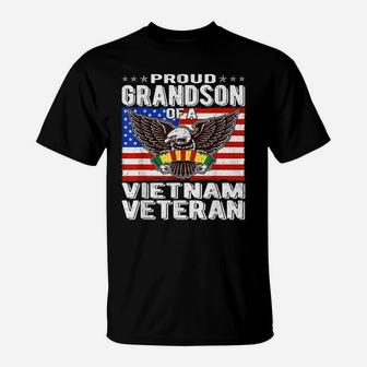 Proud Grandson Of Vietnam Veteran Patriotic Military Family T-Shirt | Crazezy