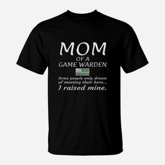 Proud Mom Of A Game Warden Mother Thin Green Line Us Flag T-Shirt | Crazezy UK