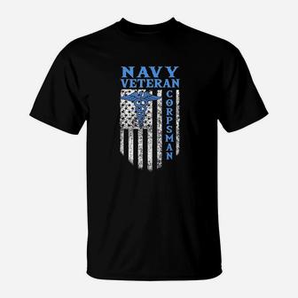 Proud Navy Corpsman Usa Flag Vintage Veteran T-Shirt | Crazezy CA