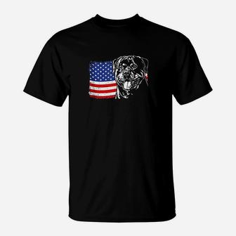 Proud Rottweiler American Flag T-Shirt | Crazezy