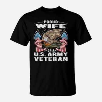 Proud Wife Of A Us Army Veteran - Military Vet's Spouse Gift T-Shirt | Crazezy