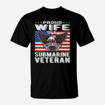 Proud Wife Of Us Submarine Veteran Patriotic Military Spouse T-Shirt | Crazezy AU
