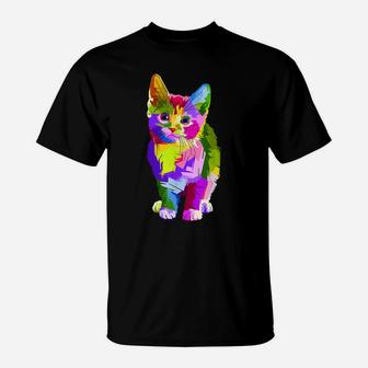 Psychedelic Rave Edm Cute Kitten Kitty Cat Gift Tee T-Shirt | Crazezy