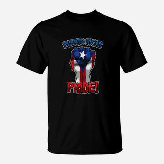 Puerto Rican Pride Raised Fist For Puerto Rico Flag T-Shirt - Thegiftio